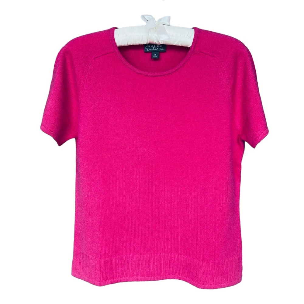 Classiques Entier Pink Cashmere Minimalist Short Sleeve Sweater Size Med
